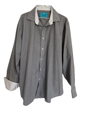 Christian Aujard Paris black and white check button front shirt size XL